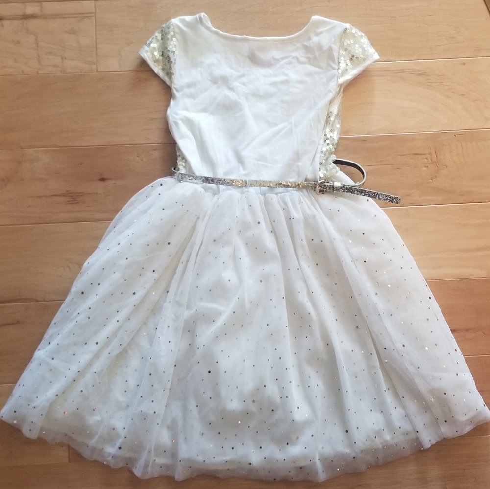 Justice Tulle Dress White and Gold